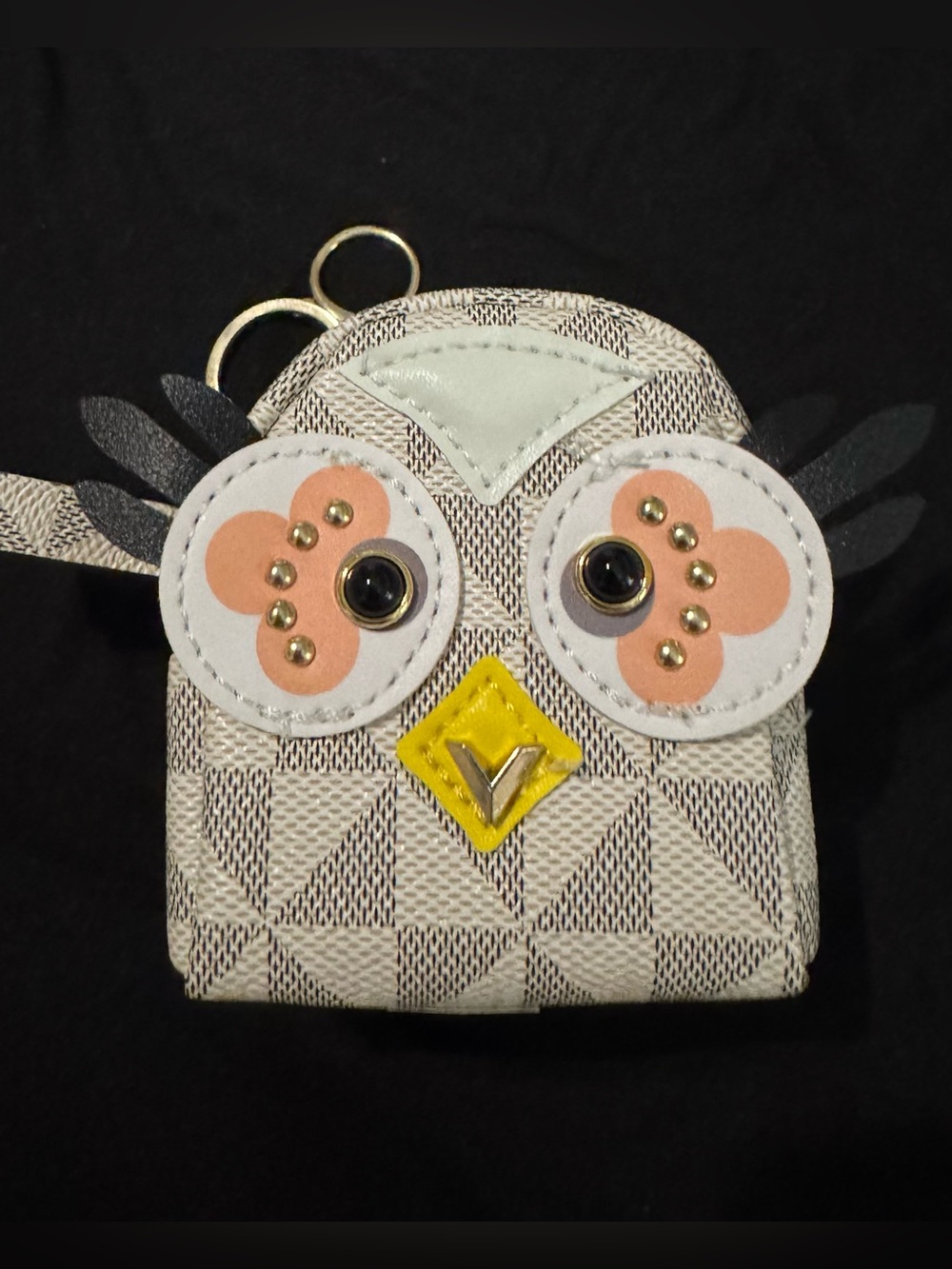 Owl Coin Purse Keychain BAGCHARM - Cream and Peach unbranded - new!